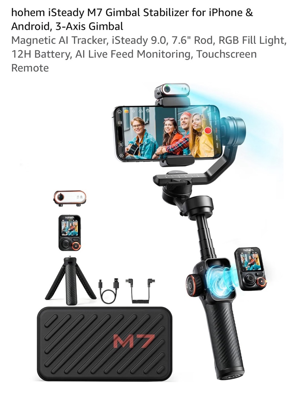 Hohem iSteady M7 3-Axis Gimbal Stabilizer - Black